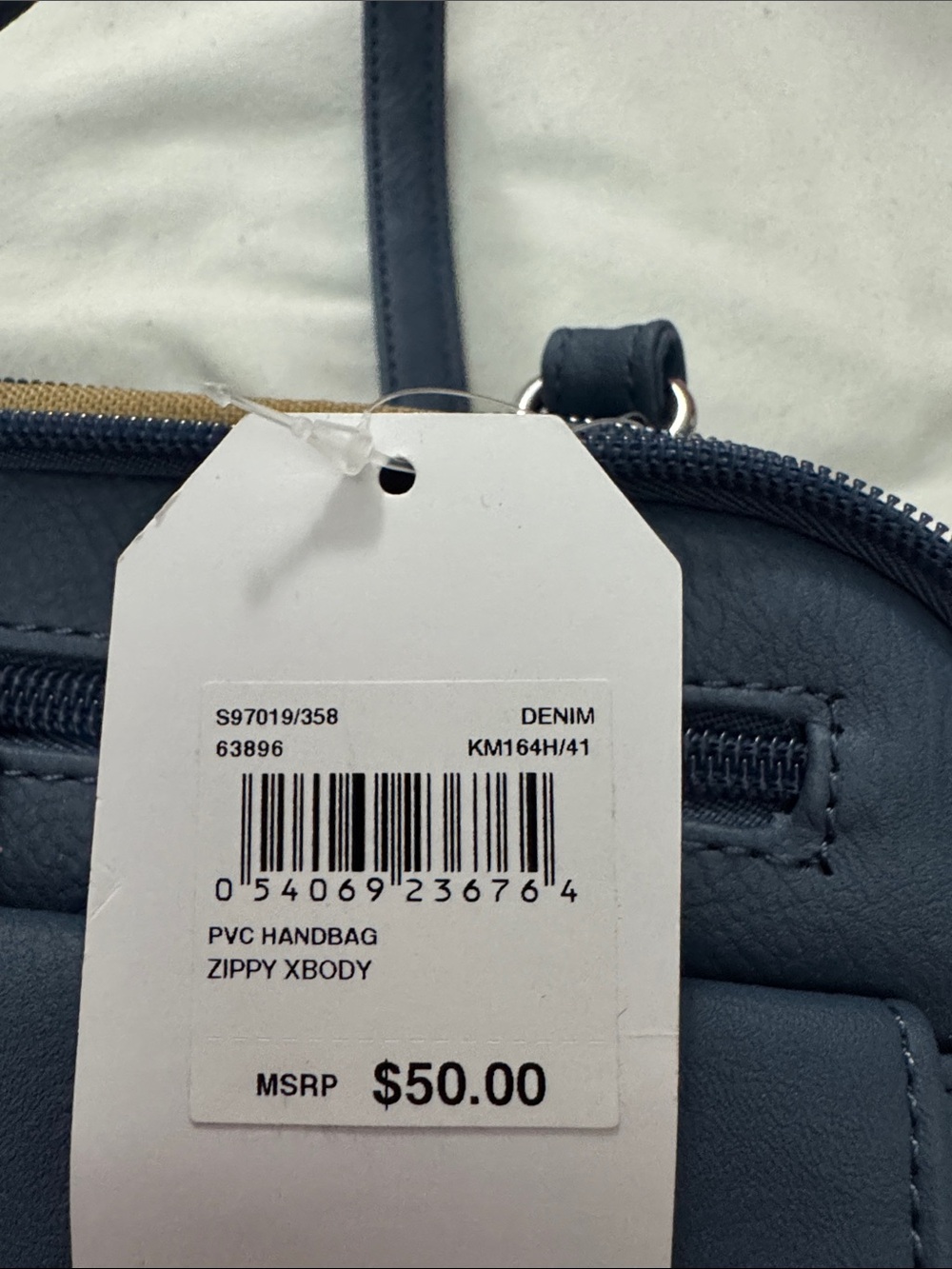 MultiSac Denim colored Blue PVC Zippy Crossbody Handbag
